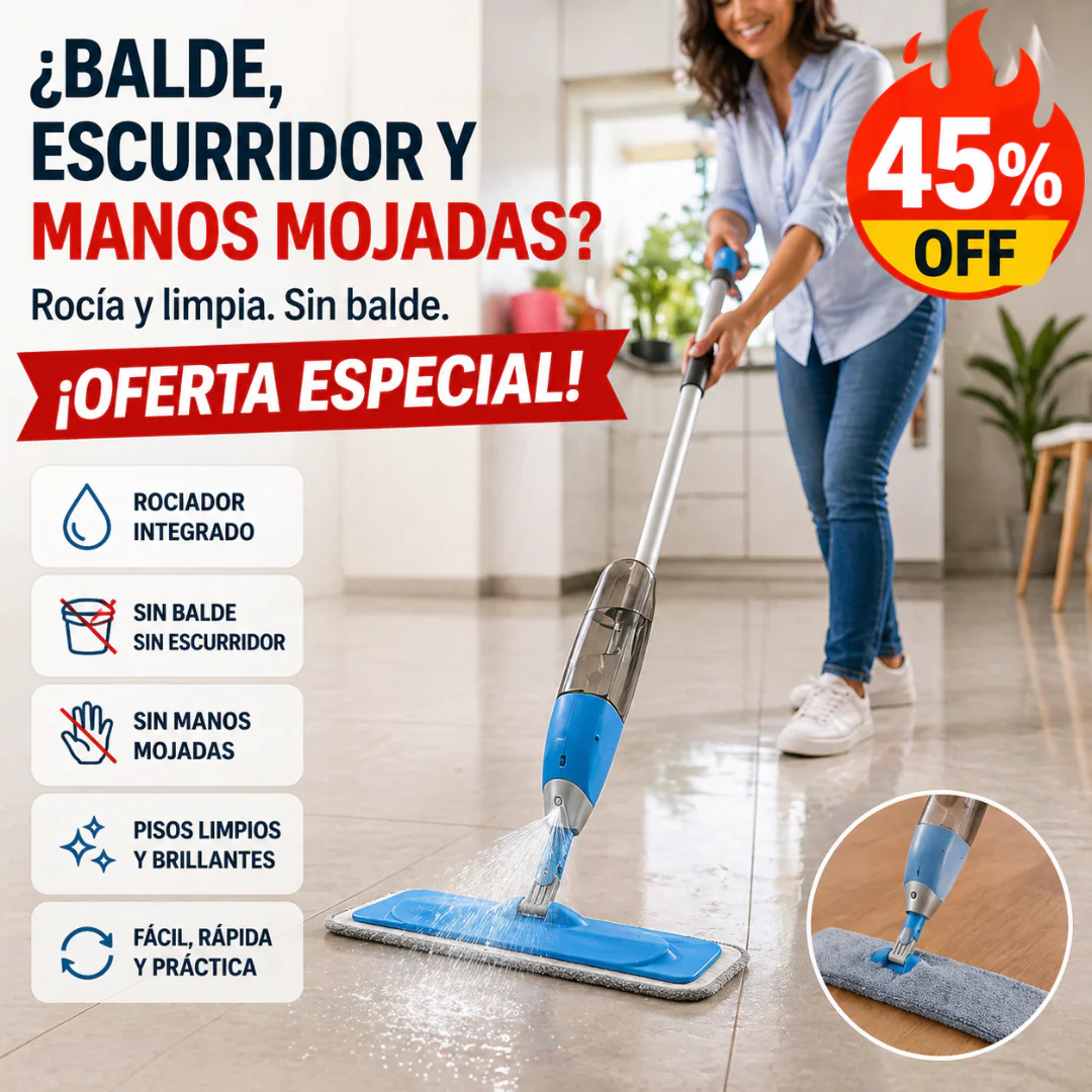 Mopa con Rociador Integrado – Microfibra – Sin Balde Ni Escurridor